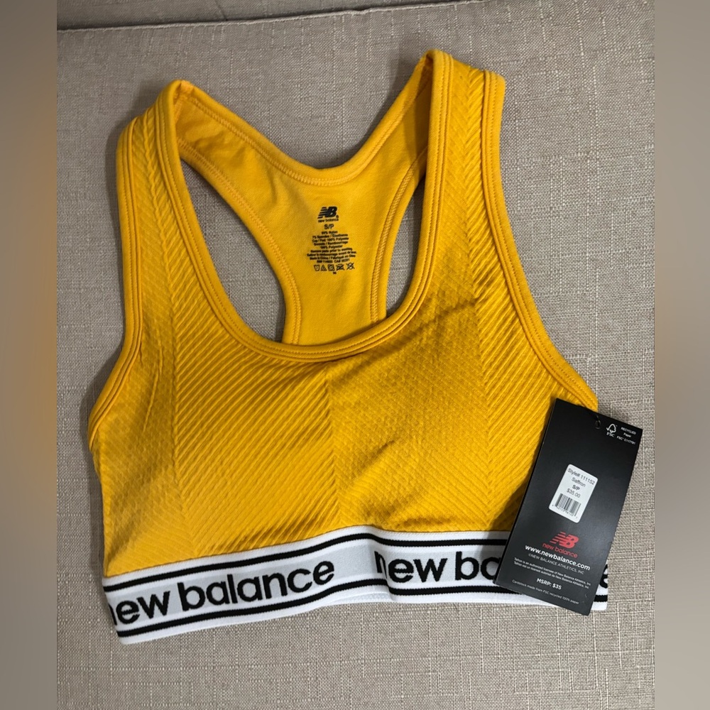 New Balance Yellow Sports Bra NWT